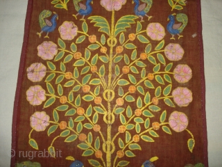 Tree of Life(Cotton Khadi)From Gujarat India.Painted and Printed with polychrome pigments.Its size is 48cmx92cm(DSC04981New).                   