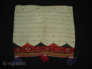 Embroidery Dowry Bag from Saurashtra Gujarat India.Embroidery with wool on Cotton,From Charan Gadhvi family.its size is 48cmX57cm(DSC02398 New).               