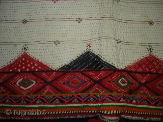 Embroidery Dowry Bag from Saurashtra Gujarat India.Embroidery with wool on Cotton,From Charan Gadhvi family.its size is 48cmX57cm(DSC02398 New).               