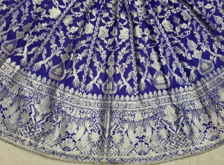 Wedding Lehenga  (Skirt) Zari (Real Silver) Brocade From Varanasi,  Uttar Pradesh. India.Known As Marwadi Lehenga. The lehenga is fashioned from silk and real gold-polished silver zari. The silk is a deep purple while  ...