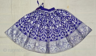 Wedding Lehenga  (Skirt) Zari (Real Silver) Brocade From Varanasi,  Uttar Pradesh. India.Known As Marwadi Lehenga. The lehenga is fashioned from silk and real gold-polished silver zari. The silk is a deep purple while  ...