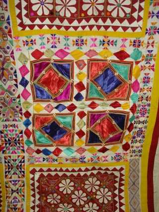 Chandawa Shamiyana(Marquee)Hanging(Appliqued work)From Barmer Region of Rajasthan India.Used For Royal Family's Wedding time.Its size is 155cmx225cm. Very rare Piece and in perfect condition(DSC04997 New).         