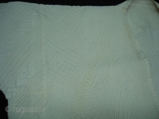 White Vohra Costume(Cotton)from Gujarat India.Made for who offer’s Namaz in mosque.Every Part is quilted inside with Portly thread. Its size,Arm is 70cm,Height is 115cm,Skirt is 135cm. Its very rare piece to find.  ...