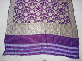 Dupatta Handwoven fuchsia silk with zari (Real Silver) from Varanasi, Uttar Pradesh , India. c.1900. Good condition. Its size 127cmX228cm(DSC05993).             