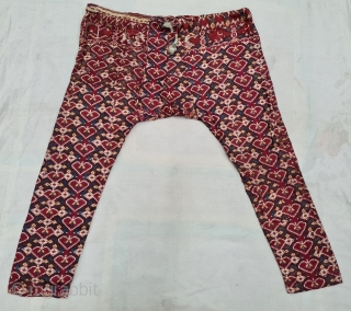 Ejar (Trouser) Silk Double Ikat, Probably Patan Gujarat. India.This Type Patola Ejar design known as Pan-Bhat Design or Pipal leaf Design. This type of Patola Ejar's Mainly Exported to the south-East-Asian markets.

c.1825-1850.

Its  ...