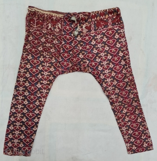 Ejar (Trouser) Silk Double Ikat, Probably Patan Gujarat. India.This Type Patola Ejar design known as Pan-Bhat Design or Pipal leaf Design. This type of Patola Ejar's Mainly Exported to the south-East-Asian markets.

c.1825-1850.

Its  ...