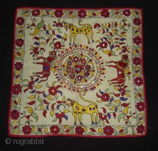 Chakla An Embroidered Cloth used for some special occasions by the Kathi Darbar caste of Saurashtra Gujarat. India. Its size is 70cmX70cm (DSC02494 New).         