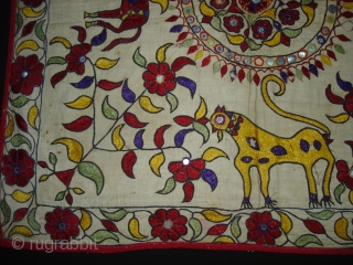 Chakla An Embroidered Cloth used for some special occasions by the Kathi Darbar caste of Saurashtra Gujarat. India. Its size is 70cmX70cm (DSC02494 New).         