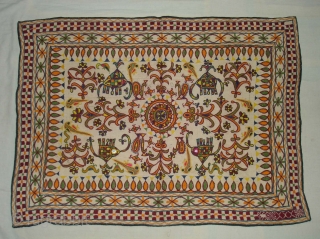 Wall Haning (Small Dharaniya) An Embroidered Cloth used for some special occasions by the Ahir caste of Kutch Gujarat. India. Its size is 70cmX96cm (DSC02505 New).       