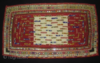 Embroidered and Printed Patch work Quilt From Dwaraka Region of Saurashtra Gujarat.India.very fine quilted and Patch work.Rare kind of Piece.Its size is 65cmX102cm(DSC04270 New).         