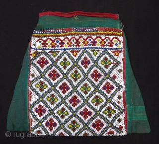 Dowry Bujki Bag of Beadwork from Saurashtra Region of Gujarat, India.C.1900.Its size is 25cmX27cm(DSC06324).                   