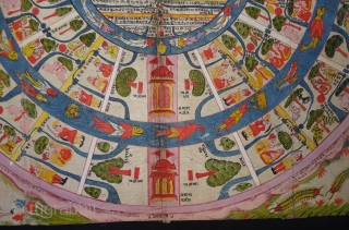 Jain Cosmological Mandala As A Plan of Jambudvipa or Adhidvipa Pata, Gujarat,Western India, On Paper,Mid-19th Century. Its Size is 52cm x 52cm (DSC04603).          