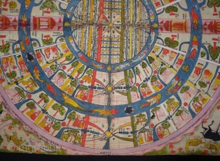 Jain Cosmological Mandala As A Plan of Jambudvipa or Adhidvipa Pata, Gujarat,Western India, On Paper,Mid-19th Century. Its Size is 52cm x 52cm (DSC04603).          