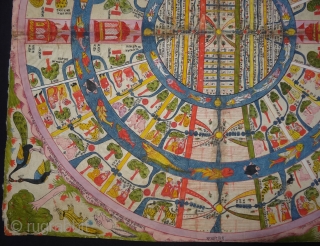 Jain Cosmological Mandala As A Plan of Jambudvipa or Adhidvipa Pata, Gujarat,Western India, On Paper,Mid-19th Century. Its Size is 52cm x 52cm (DSC04603).          