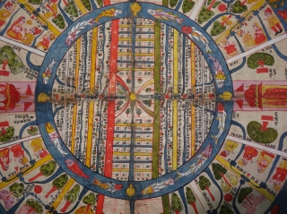 Jain Cosmological Mandala As A Plan of Jambudvipa or Adhidvipa Pata, Gujarat,Western India, On Paper,Mid-19th Century. Its Size is 52cm x 52cm (DSC04603).          