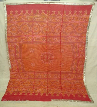 Odhani(cotton)Tie and Dye From Rajasthan. India.Belongs to Royal Rajput Group Of Mewar Rajasthan.C.1900.Its size is 180cmX240cm(DSC04171 New).                