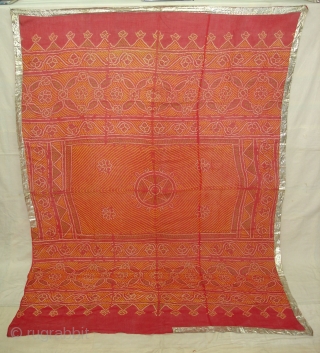 Odhani(cotton)Tie and Dye From Rajasthan. India.Belongs to Royal Rajput Group Of Mewar Rajasthan.C.1900.Its size is 180cmX240cm(DSC04171 New).                