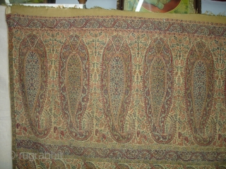 Jamawar Long Shawl From Kashmir India.This Shawl is known as Fardi Shawl.Its size is 155cm X 210 cm.Perfect Condition.And its very rare to find in this colour.(DSC01235 New)     