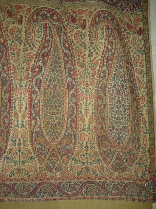 Jamawar Long Shawl From Kashmir India.This Shawl is known as Fardi Shawl.Its size is 155cm X 210 cm.Perfect Condition.And its very rare to find in this colour.(DSC01235 New)     