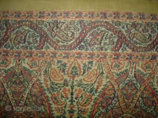 Jamawar Long Shawl From Kashmir India.This Shawl is known as Fardi Shawl.Its size is 155cm X 210 cm.Perfect Condition.And its very rare to find in this colour.(DSC01235 New)     