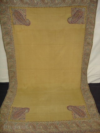 Jamawar Long Shawl From Kashmir India.This Shawl is known as Fardi Shawl.Its size is 155cm X 210 cm.Perfect Condition.And its very rare to find in this colour.(DSC01235 New)     