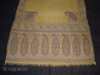 Jamawar Long Shawl From Kashmir India.This Shawl is known as Fardi Shawl.Its size is 155cm X 210 cm.Perfect Condition.And its very rare to find in this colour.(DSC01235 New)     