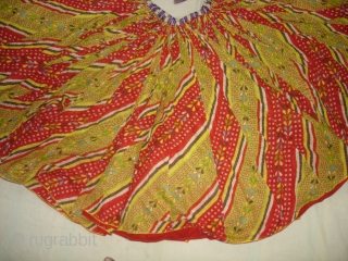 Young Girls Cotton Printed (Indian Roller Print) Ghaghra From Meghwar Group of Sikar District of Rajasthan. India. Its size is more than 50 meters. And In Good Condition(DSC05348 New).    