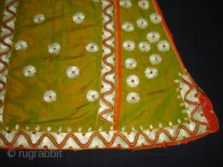 Ceremonial Chamba Costume,From Himachal Pradesh India.Silk ground with flow silk embroidery.Its size is L-74,W-60cm.Condition is good(DSC09911 New).                