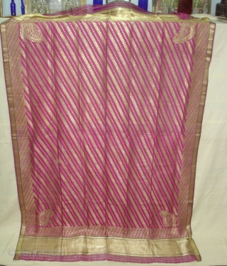 Dupatta Zari brocade(Real Silver and Gold) from Jamnagar Gujarat India. Made to order for some Royal Rajput Family.Condition is very nice. Its size is 155cm X 250cm(DSC04473 New).     