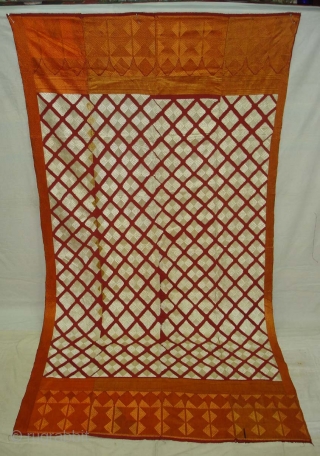 Phulkari From West(Pakistan)Punjab.India.known As Chand Bagh.This were mainly used as Woman's head-cover(bagh).Showing the Beautiful Mehrab(Prayer Arch)Design In the Borders.Very Rare Design Bagh(DSC08680 New).          