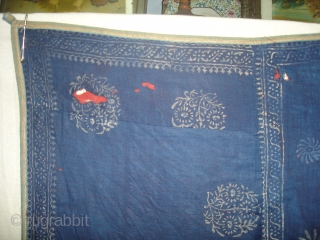 Indigo Blue Pichwai of Krishna and the cows From Gujarat India.Made from Silver Tinsel on Indigo Blue Malmal Cloth.C.1900.Its size is 160cmX162cm(DSC09512 New).
          