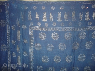 Indigo Blue Pichwai of Krishna and the cows From Gujarat India.Made from Silver Tinsel on Indigo Blue Malmal Cloth.C.1900.Its size is 160cmX162cm(DSC09512 New).
          