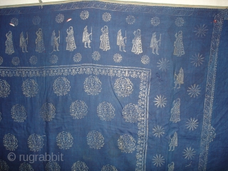 Indigo Blue Pichwai of Krishna and the cows From Gujarat India.Made from Silver Tinsel on Indigo Blue Malmal Cloth.C.1900.Its size is 160cmX162cm(DSC09512 New).
          