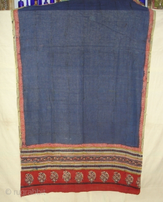 Wedding Saree(Khadi Cotton)From Gujarat India,Circa 1900.block-printed,mordant-dyed,Its size is 110cmx350cm(DSC00148 New).                       