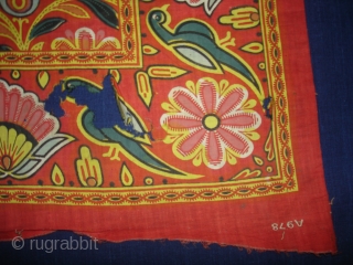 Manchester Print Pichwai Of Morakuti(Dancing Peacock)From Manchester England made for Indian Market. India.Roller Printed on Cotton.its size is 60cmX71cm(DSC00414 New).             