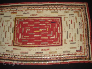 Embroidered and Printed Patch work Quilt From Dwaraka Region of Saurashtra Gujarat. India.very fine quilted and Patch work.Rare kind of Piece.Its size is 70cmX117cm(DSC02355 New).        