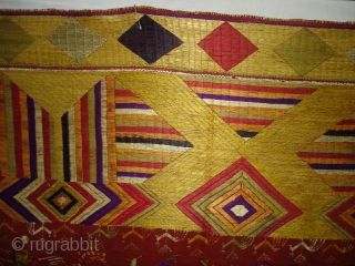 Phulkari From East(India)Punjab India.Known as Sar Pallu Phulkari. Showing the Folk Culture of Punjab.C.1900. Its Size is 128cmX230cm(DSC03935 New).              