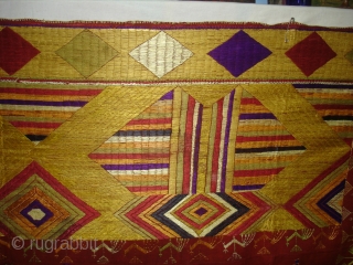 Phulkari From East(India)Punjab India.Known as Sar Pallu Phulkari. Showing the Folk Culture of Punjab.C.1900. Its Size is 128cmX230cm(DSC03935 New).              