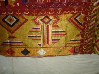 Phulkari From East(India)Punjab India.Known as Sar Pallu Phulkari. Showing the Folk Culture of Punjab.C.1900. Its Size is 128cmX230cm(DSC03935 New).              