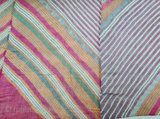 Lahariya Dupatta (Odhani) Wave Design with Multi-Design, Lahariya Tie and Dye Mothara Dupatta from Shekhawati District of Rajasthan. India. Its size is 160cmX243cm (20210715_165244).         