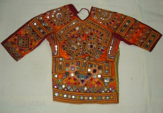 Ceremonial Womens Blouse(Kapada)FIne Rabari Embroidery From Kutch Gujarat, India.This were Traditionally used mainly Rabari Community of Kutch Gujarat India.C.1900(DSC05862 New).             