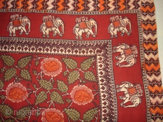 Saudagiri Trade Textiles of Kutch Gujarat, Block Printed On Cotton Khadi From Kutch Gujarat, India.C.1900.Its size is 66cmx925cm(DSC05689 New).              