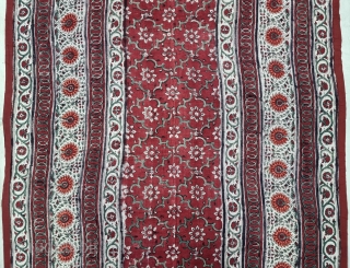 An Kalamkari And Block Print And Hand-Drawn, Mordant- And Resist-Dyed Khadi Cotton, From Gujarat Region of North-West India. India. 

Exported to the South-East-Asian Markets. 

c.1875-1900. 

Its size is 114cmX202cm(20220719_145652).    