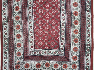 An Kalamkari And Block Print And Hand-Drawn, Mordant- And Resist-Dyed Khadi Cotton, From Gujarat Region of North-West India. India. 

Exported to the South-East-Asian Markets. 

c.1875-1900. 

Its size is 114cmX202cm(20220719_145652).    