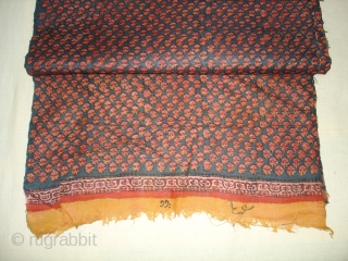 Cotton Khadi Indigo Blue Blocked Print Than(Length)from Rajasthan India.Circa 1900.Its complete than,Its size is 52cm X 1210cm.Very Rare to find complete than in good condition(DSC00302 New).       