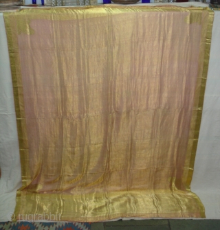 Dupatta Zari brocade(Real Gold) from Varanasi,Uttar Pradesh India.Made to order for some Royal Family of Rajasthan.Circa 1900.Condition is very nice. Its size is 178cm x 250cm(DSC04460 New).      