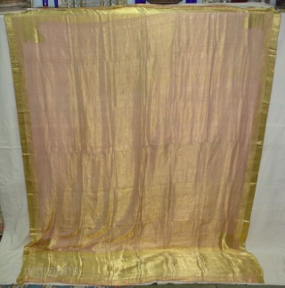 Dupatta Zari brocade(Real Gold) from Varanasi,Uttar Pradesh India.Made to order for some Royal Family of Rajasthan.Circa 1900.Condition is very nice. Its size is 178cm x 250cm(DSC04460 New).      