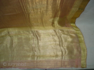 Dupatta Zari brocade(Real Gold) from Varanasi,Uttar Pradesh India.Made to order for some Royal Family of Rajasthan.Circa 1900.Condition is very nice. Its size is 178cm x 250cm(DSC04460 New).      