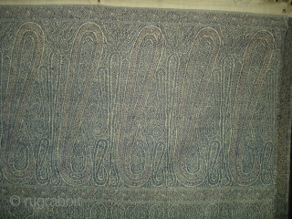 Jamawar Long Shawl From Kashmir India.This Shawl is known as Fardi Shawl.Its size is 132cm X 340cm.Good Condition.Much more Better Piece than the picture(DSC05515 New).        