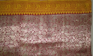 Ashavali Real Zari Silk Brocade Saree (Sadlo). From Gujarat. India. C.1900. This Special motifs (Design) known as Jangla motif (All-Over-Patterning) Its size is 117cmX420cm (DSC08023).          